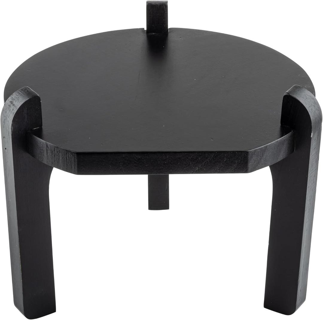 TableCraft12653 Black Painted Pinewood Stand for Glass Beverage Dispensers, Beverage Holder, 10" Dia x 8" H, Raises Dispenser 6-3/4", Ideal for Catering & Restaurants