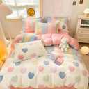 MorroMorn Pink Duvet Cover Queen, Rainbow Bedding Sets, Fluffy Comforter Covers Set, Down Alternative Blanket Ultra Soft Kawaii Cute for Girls Kids Teen Women Full Double Size