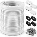 Bunk Wrap Kit Roll 24ft with Endcaps for Boat Trailer, 2"x4" Waterproof PE Synthetic Bunk Cover Replaces Carpet, White