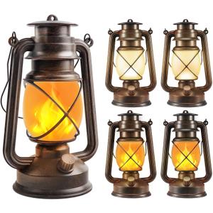 4 Pack Battery Powered Bronze LED Vintage Lanterns with Remote Control | 2 Lighting Modes with Dancing Flame, Waterproof Outdoor & Indoor Lights Decor for Garden, Porch, Patio, Pathway & Camping