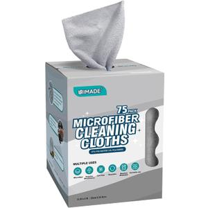 UNIMADE Microfiber Cleaning Cloth, 75 Sheets Microfiber Towels for Cars Commercial Grade Washcloths Lint-Free Bulk Shop Towel Cleaning Rags for Household Restaurant Garage Housekeeping, 11"x 9", Grey