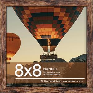8x8 Picture Frame, Wall Hanging Square Gallery Photo Frame or Tabletop Display Frame, Brown