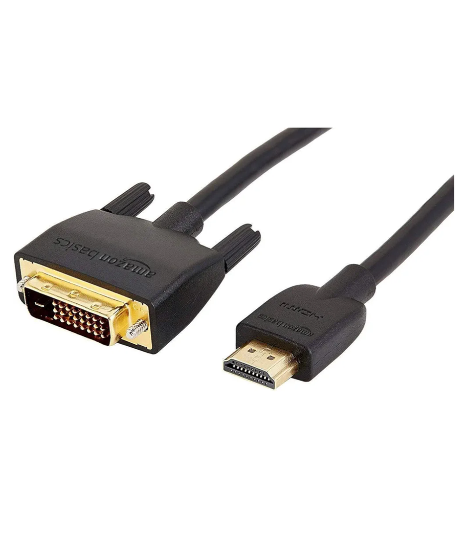 Amazon Basics HDMI-A to DVI (Male) Adapter Cable, Bi-Directional 1080P, Gold-Plated, 6 ft/1.8 m, Single Pack for Television, Black