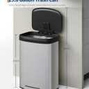 Garvee 16 gal / 60 L Stainless Steel Trash Can with Lid, Large Garbage Can for Kitchen, Rustproof Step-on Kitchen Metal Trash Bin with Liner Rim, Rear Handle, Soft Close Plastic Lid, Silver