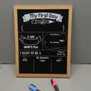 Loddie Doddie First & Last Day of School Sign Board - 14 x 11 in Light Wood Frame - Double-Sided Magnetic Chalkboard & 2 Liquid Chalk Markers - Classroom Sign & Photo Prop - Back to School Supplies