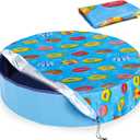 Round Dog Pool Cover 63"(5ft), Foldable Kiddie Solar Cover Fit Dog Collapsible Swimming Pool, Pets Kids Bath Tub, Anti-UV Dustproof Safety Pool Covers, Colorful Swimming Ring (Large(63" x 12"))