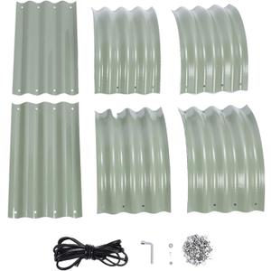 Raised Bed Metal Plant Bed Oval Garden Plant Box Terraces Vegetable Bed Plant Pot Flower Box for Balcony Terrace and Garden 105 X 60 X 28 Cm (Light Green)