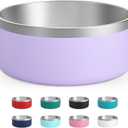 LIHOOOOM Stainless Steel Dog Bowls, Metal Dog Bowls, Water Bowl for Dogs, Dog Food Bowls, Pet Bowls for Dogs, Dog Dish for Large Dogs, Insulated Dog Bowl, Non Slip Dog Bowl, Easy Clean, 40oz, Light Purple