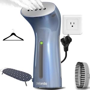 Portable Travel Garment Steamer for Clothes, Metal Steam Head, 25s Heat Up, Pump System, Mini Size, Handheld Steamer for Any Fabrics, No Water Spitting, 120V (Sierra Blue)