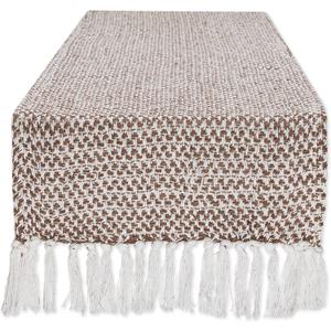 DII Woven Basics Collection 100% Cotton Knit Table Runner, 15x72, Bark Brown