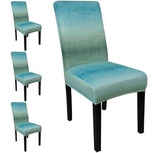 JQinHome Pattern Chair Covers for Dining Room Set of 4, High Stretch Removable Washable Parsons Chair Slipcover for Home Party Hotel Wedding Ceremony (Gradient Green,4PCS)