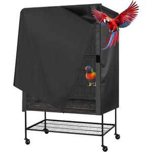 Bird Universal Pet Cage Cover, Pets Product Universal Birdcage Cover, Water-Proof Good Night Black-Out Birdcage Covers, for Parrot Parakeet Small Animal Sleeping, Black, 33L x 23W x 41H inches