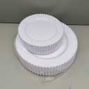 U-QE 60PCS White Plastic Plates - Fancy Beaded Plates Disposable Heavy Duty - Premium Hard Plastic Plates for Party, Wedding & Birthday Including 30 Dinner Plates 10" & 30 Dessert Plates 7"