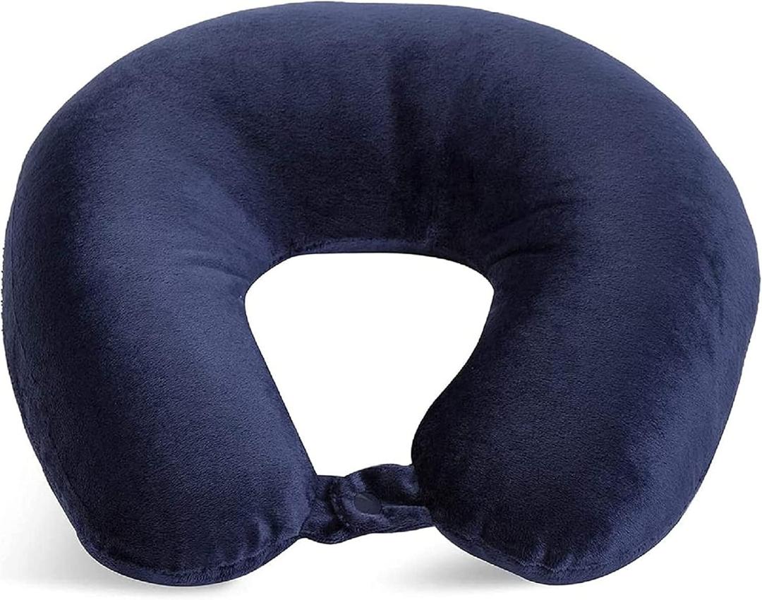 Adult Cozy Soft Microfiber Neck Pillow for Travel  Compact, Machine Washable - Perfect for Airplane, Car, or Home Use - Filled and Finished in The USA  Navy