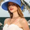 Rulala Fancy Sun Hats for Womens Wide Brim Visor UV Protection Hat for Beach Summer Packable Cap (Blue)