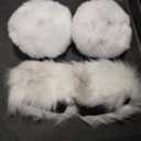 3 Pieces Faux Fur Headband Arm Warmers Wrist Cuffs Earmuff Ear Warmer for Cold Weather Furry Costumes (White)