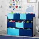 Delta Children Deluxe Multi-Bin Toy Organizer with Storage Bins, Grey/Blue Bins, 
36 x 11.81 x 28 inches