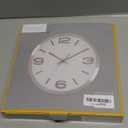 Bernhard Products Modern Wall Clock 10 Inch Silver Silent Non Ticking Battery Operated Round Elegant Metal Quality Quartz for Kitchen Home Office Clock with 3D Numbers, Easy to Read (Silver & Afternoon White)