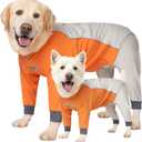 Dog Full Body Winter Coat, Waterproof Fleece Jacket for Small Medium Large Dogs Reflective Snowsuit with Zipper for Outdoor Skating (Orange, 2XL(Weight 23-33 lbs))