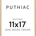 puthiac 11x17 Solid Oak Wood Picture Frame, Fits 8x12 with Mat or 11x17 Without Mat, Wall Display Only, Vertical or Horizontal, Plexi Front, 1 Pack, Natural Oak