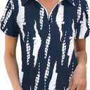 Viracy Womens Golf Polo Shirts 1/4 Zip Up Overlap Short Sleeve Quick Dry Workout Tops (XX-Large, Navy Blue)