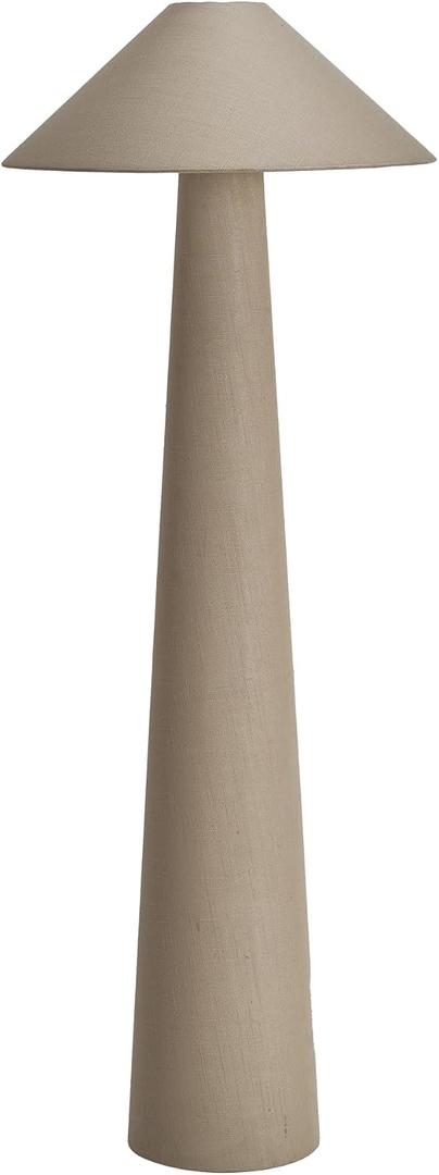 Bloomingville Tall Linen Floor Lamp with Shade and Inline Foot Switch, Natural