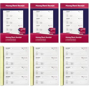 3 x 6-Pack Large Cash & Rent Receipt Books, Better Office Products, 2-Part Carbonless (White/Canary Yellow), 7-5/8" x 10-3/4", 200 Sets per Book, 1200 Total Sets
