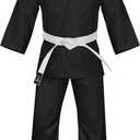 Antares Uniform for Kids & Adults Lightweight Student Gi Pants and Jackets for Martial Arts Uniform With Free Belt (Black), 140 