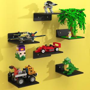 BlissBox 6-Pack Floating Shelves for Wall Compatible with Lego Building Bricks, 5x5.5inch DualSided 16x17 Studs for Toy Brick Storage and Display, ABS Display Shelves for Room Decor, Black
