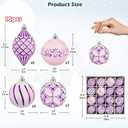 16PCS Shatterproof Christmas Ball Ornaments Set, Hand-Painted Holiday Decor with Assorted Sizes & Designs for Christmas Tree Thanksgiving Party Decoration, Purple-White