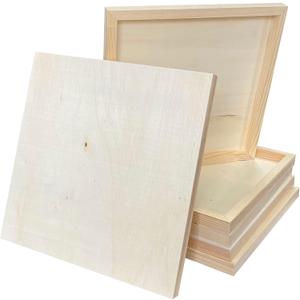 Wood Art Panels 12x12 Unfinished Wooden Canvas Panels 6-Pack Wood Frame for Oil Pouring Acrylics Painting Crafts