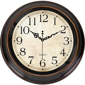 Vintage Wall Clock 16 Inch Quartz Silent Non-Ticking Analog Clock Battery Operated Rustic Round Decorative Clock for Living Room Kitchen Home Office Classroom