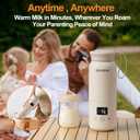 Portable Bottle Warmer for Travel, 10 Oz Baby Bottle Warmer with Adjustable Temperature & Keep Warm for Formula, Breastmilk, Cordless Milk Warmer, Rechargeable Water Warmer for Outdoor (Beige)