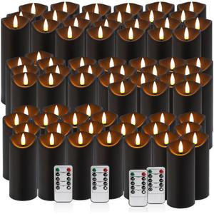 72 Pack Black Flameless LED Simulation Candle with Remote Control
