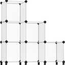SONGMICS 6 Cube Storage Organizer, DIY Closet Shelf, Plastic Clothes Organizer, Modular Bookcase, 11.8 x 11.8 x 11.8 Inch Cubes, with Feet and Rubber Mallet, White ULPC06W