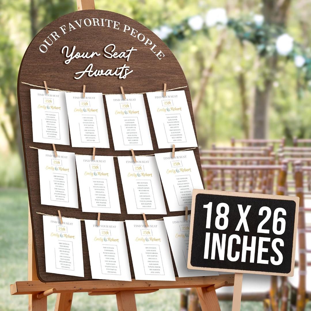 STOFINITY Wedding Seating Chart Board Display For Wedding Reception Decor - Rustic Seating Chart For Reception Display, Wood Find Your Seat Sign Ideas, 18"L x 26"W