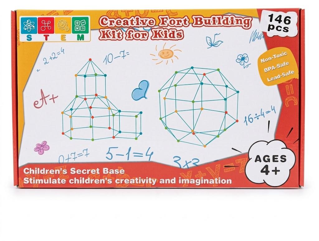 V-Opitos 146 Pack Fort Building Kits for Kids Age 4, 5, 6, 7, 8+ Years Old, Creative STEM Building Toys for DIY Castles, Tunnels, Play Tent, Ideal Christmas, Birthday Gifts for Boys & Girls