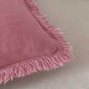 ATLINIA Decor Throw Pillow Cover - 20x20 Inch Linen Pillow Cover Decorative Farmhouse Boho Fringe Cushion Cover for Couch Sofa Bed Outdoor Pink