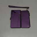 Defencase Compatible with iPhone 16 Case Wallet with RFID Blocking Card Holder for Women and Men, Fashion PU Leather Magnetic Snap Flip Zipper Strap Wallet Phone Case for iPhone 16 6.1", Purple