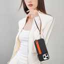 LAMEEKU for iPhone 14 Pro Max Wallet Case with Card Holder, Zipper Leather Crossbody Case with Kickstand Wrist Strap Lanyard for Women, Protective Cover with Phone Grip Holder Stand 5G 6.7 inch Black