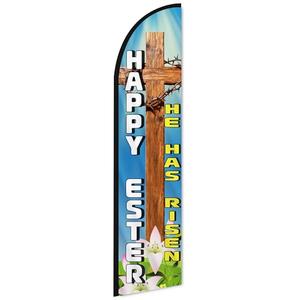 Easter He is Risen Feather Flag 11.5 FT Advertising Sign for Business Storefronts Retailers Shops Food Trucks Events and Fairs (Flagpole Not Included)