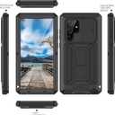Samsung Galaxy S22 5G 2022 Rugged case with Screen Protector Kickstand Camera Slide Cover for Samsung S22 Metal Military Sturdy Armour Shockproof Cover for Man Outdoor (S22, Black)