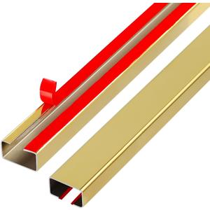 Stainless Steel Management Raceway of Cables, 3-Pack 39.37in Metal Cable Condenser, Self-Adhesive Wire Cord Hider, No Screws No Drill On Wall Cable Cover Channels for Floor Home Office Kitchen (Mirror Gold)