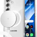 ENCASED 2-in-1 for Samsung Galaxy S25 Phone Case (Compatible with MagSafe) with Magnetic Wireless Charger Included (Clear)