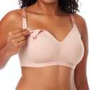 Momcozy Nursing Bras for Breastfeeding, 3.0 Jelly Strip Lift Support Maternity Bra, Seamless Soft Wirefree Pregnancy Bra (X-Large Plus, Peach Rose)