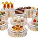 10Pcs Buffet Risers, Foldable Food Risers for Buffet Table, 12" Reusable Cardboard Display Risers Cylinder Stands with Acrylic Plates for Party, Wedding, Catering & Birthday Decor