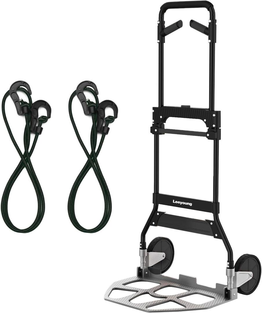 Folding Hand Truck Dolly, 375lb HeavyDuty Aluminum Hand Dolly Cart