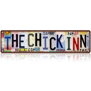 Vintage The Chick Inn Street Sign Chicken Coop Wall Decor Metal Tin Signs