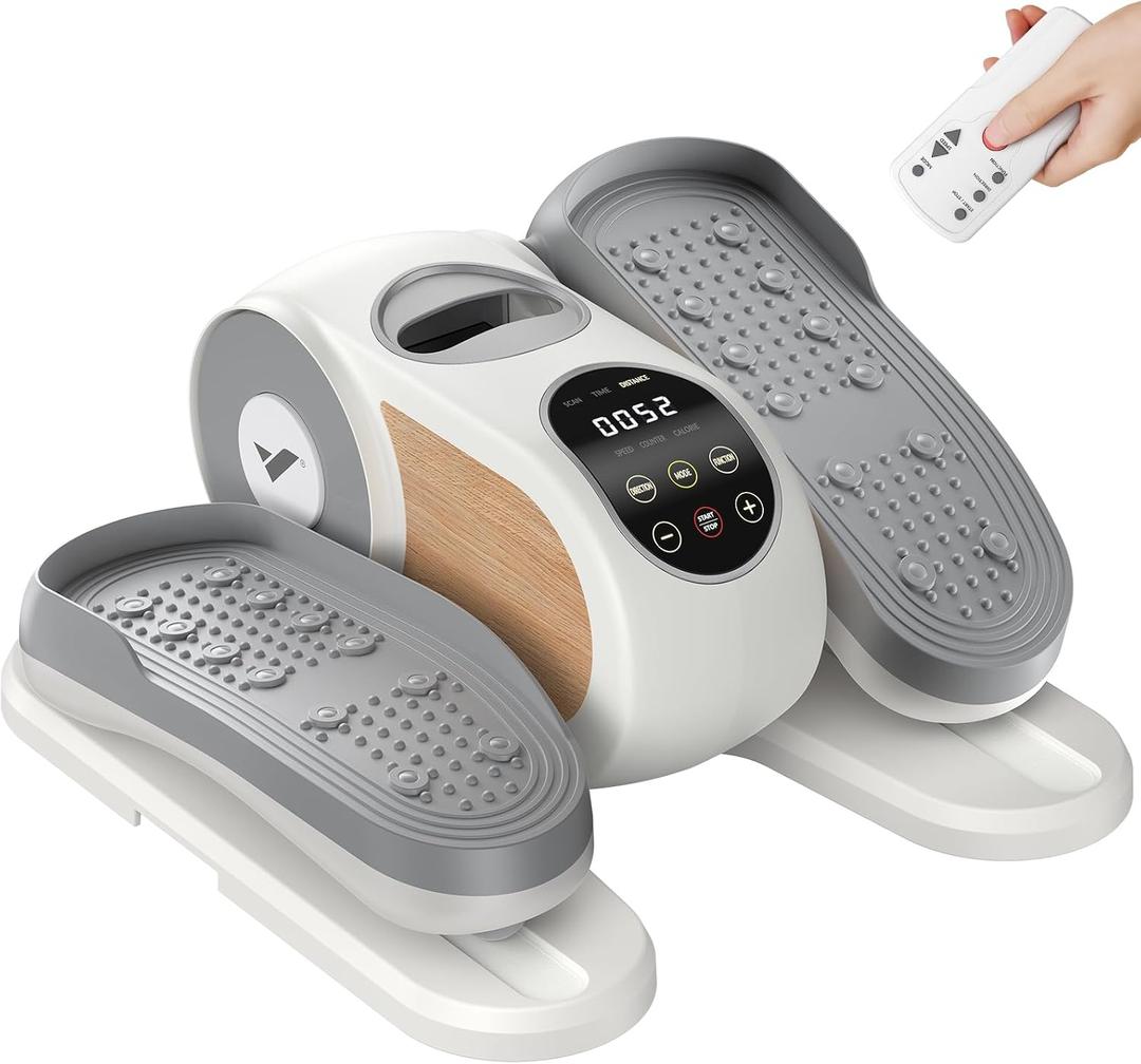 MERACH Under Desk Elliptical Machine, Leg Exerciser While Sitting for Seniors with 12-Speeds & Remote Control, Quiet Portable Electric Seated Pedal Exerciser Machine for Home Office