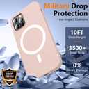 [6 in 1] Magnetic Silicone for iPhone 12 Phone Case/iPhone 12 Pro Phone Case,[Compatible with Magsafe][Glass Screen Protector][Soft Anti-Scratch Microfiber Lining] Shockproof Case 6.1 inch-Sand Pink